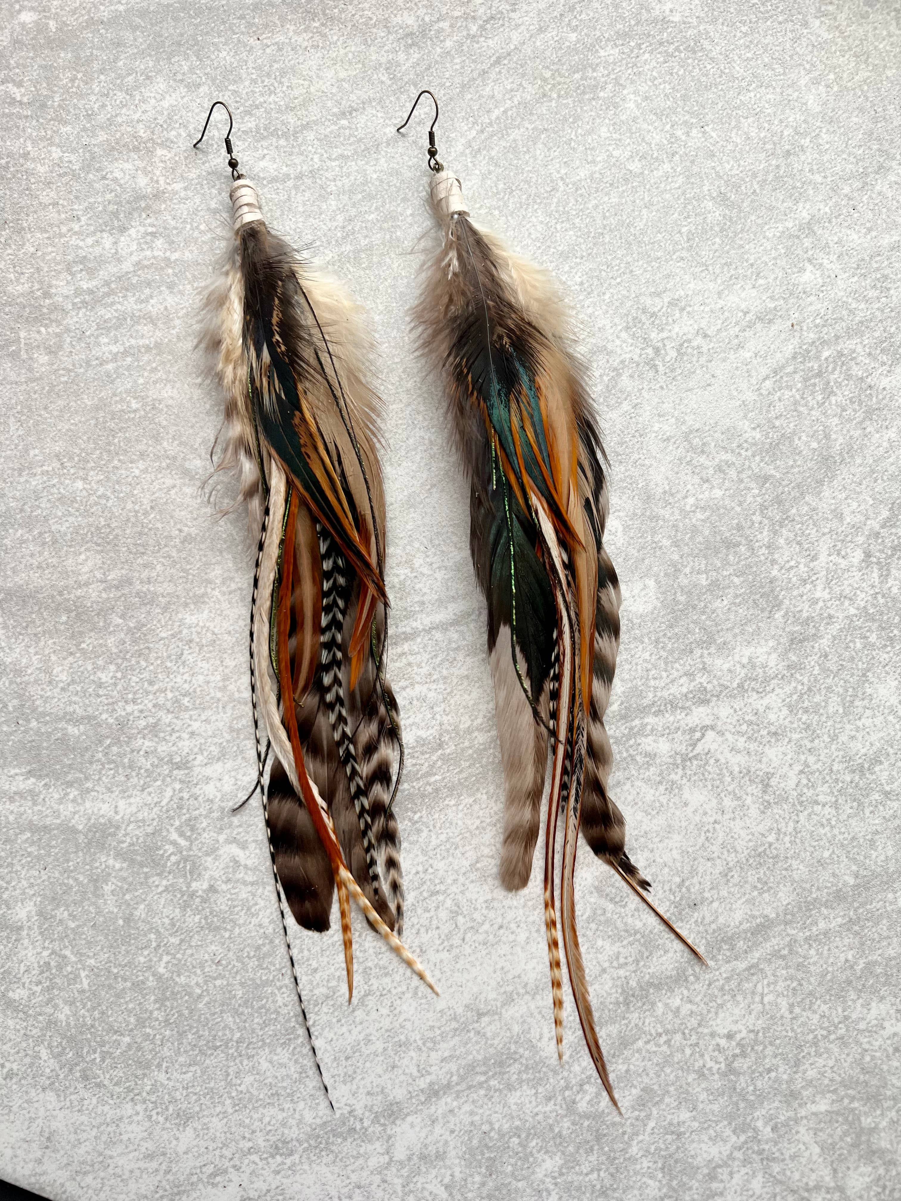 Genuine Leather Leopard Feather Earrings- Order Wholesale