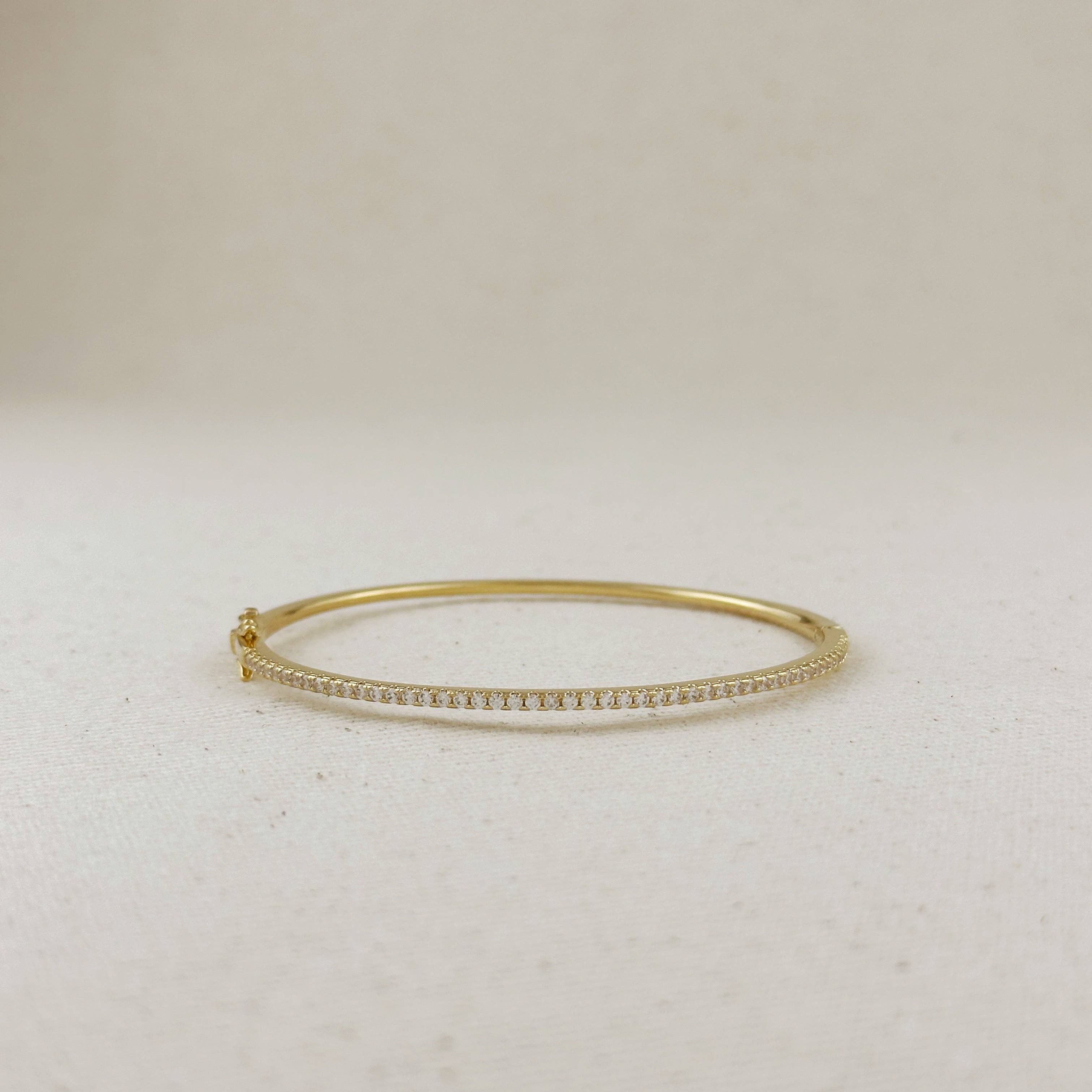 GoldFi - Wholesale Bangle Bracelet - 18k Gold Filled Thin Line CZ Bangle Bracelet13