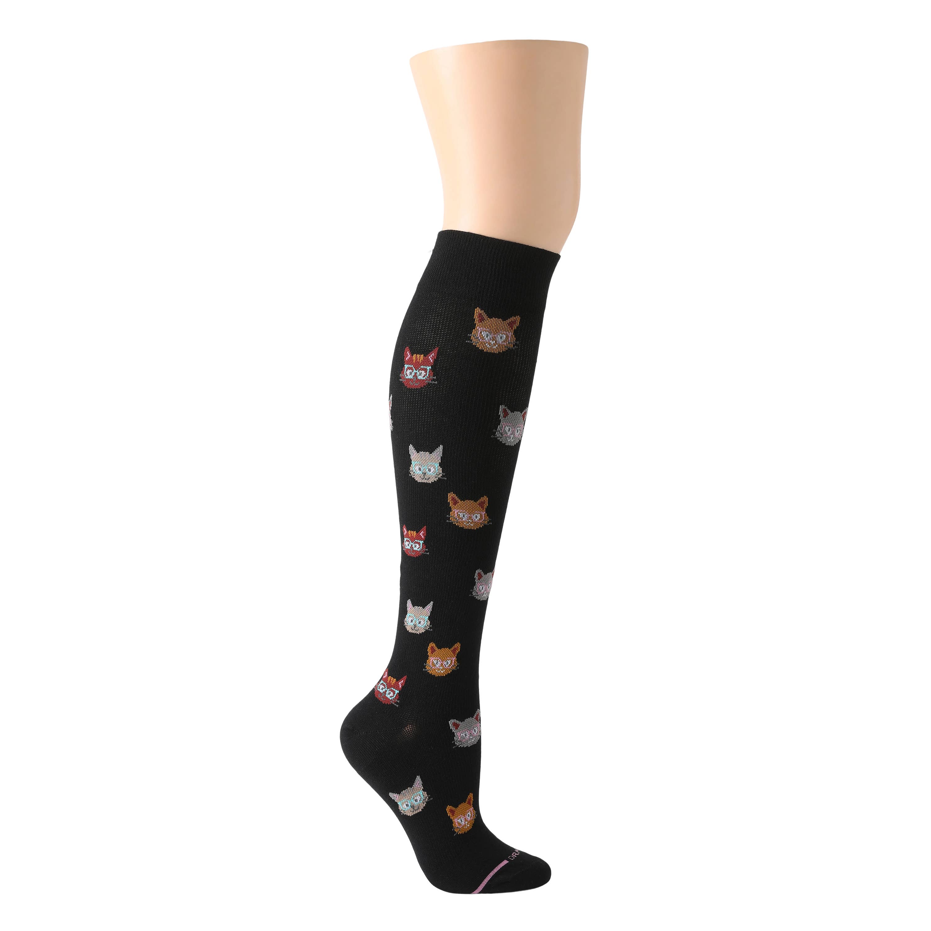Dr. Motion - Wholesale Socks - Women's - Cats in Glasses | Knee-High Compression Socks For Women