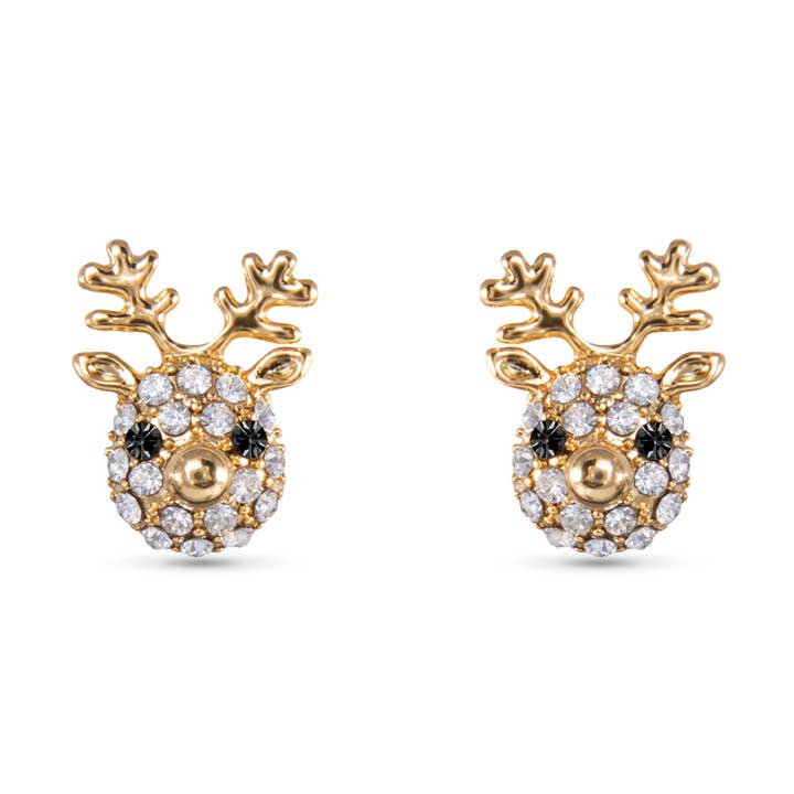 Gold Reindeer Stud Earrings for wholesale by Amanda Blu