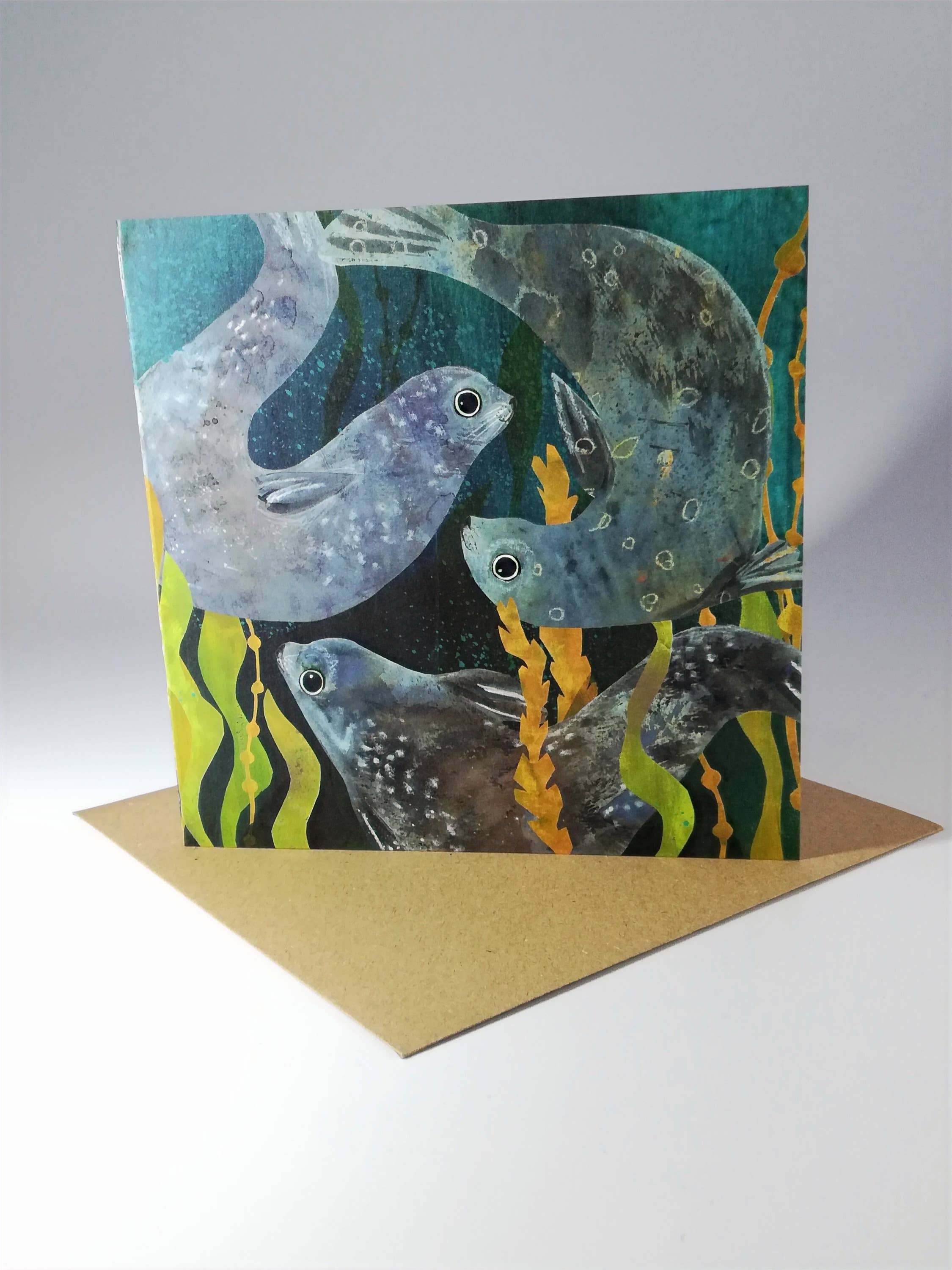 Kate Read Illustration - Wholesale Everyday Greeting Card - Three Grey Seals Everyday Greeting Card3