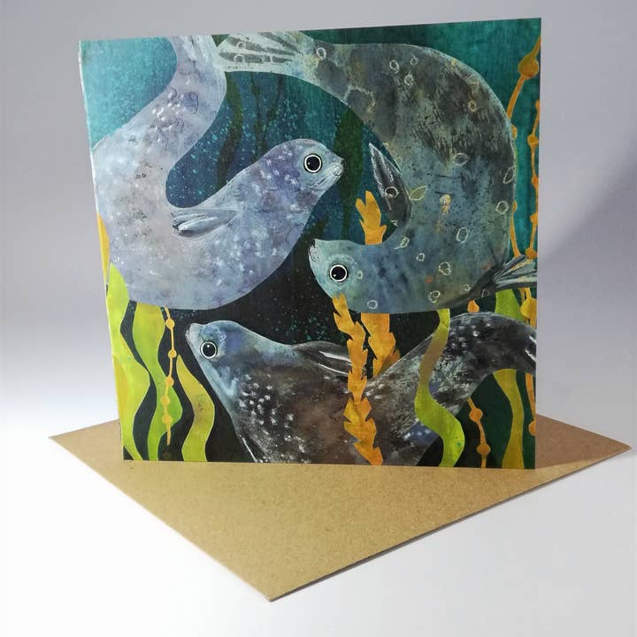 Kate Read Illustration - Wholesale Everyday Greeting Card - Three Grey Seals Everyday Greeting Card3
