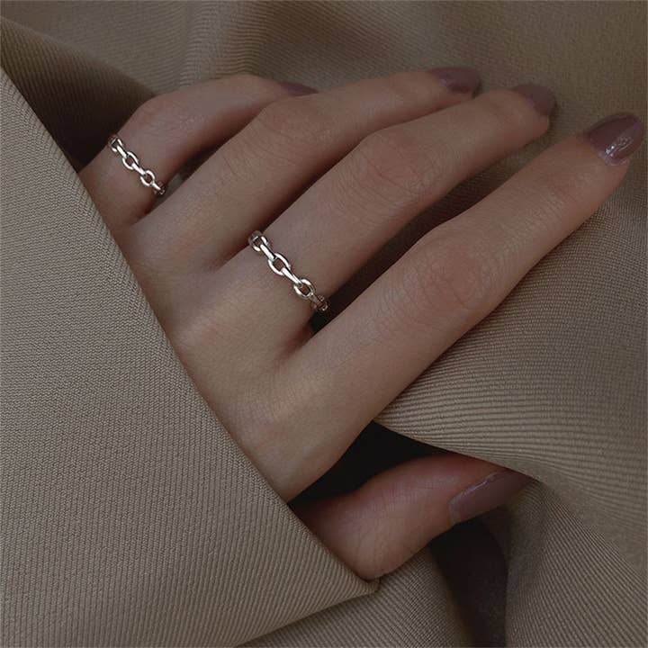Perimade & Co. LLC - Wholesale Band/Stacked Ring - Stackable Chain Band Ring in 925 Sterling Silver