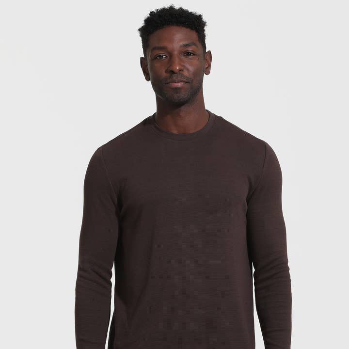 Long Sleeve Shirt | Waffle | Crew Neck | Dark Oak for wholesale by True Classic