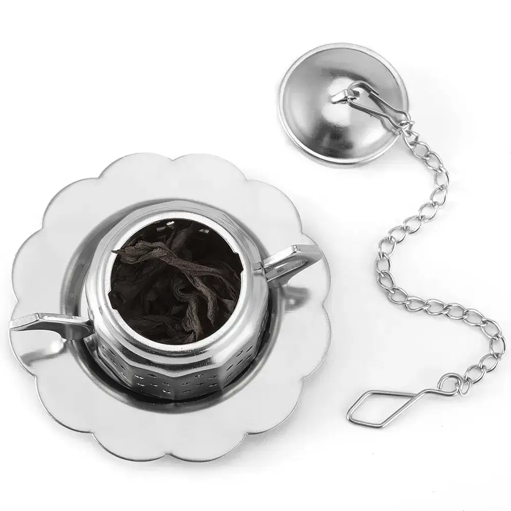 Magnifique Hearts - Wholesale Tea Strainer/Infuser - Stainless Steel Teapot Tea Infuser - 2.4", with Drip Tray3