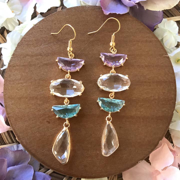 XTRA by Stacey - Wholesale Dangle Earrings - The Lucy Earring - Blue and Pink Pastel0