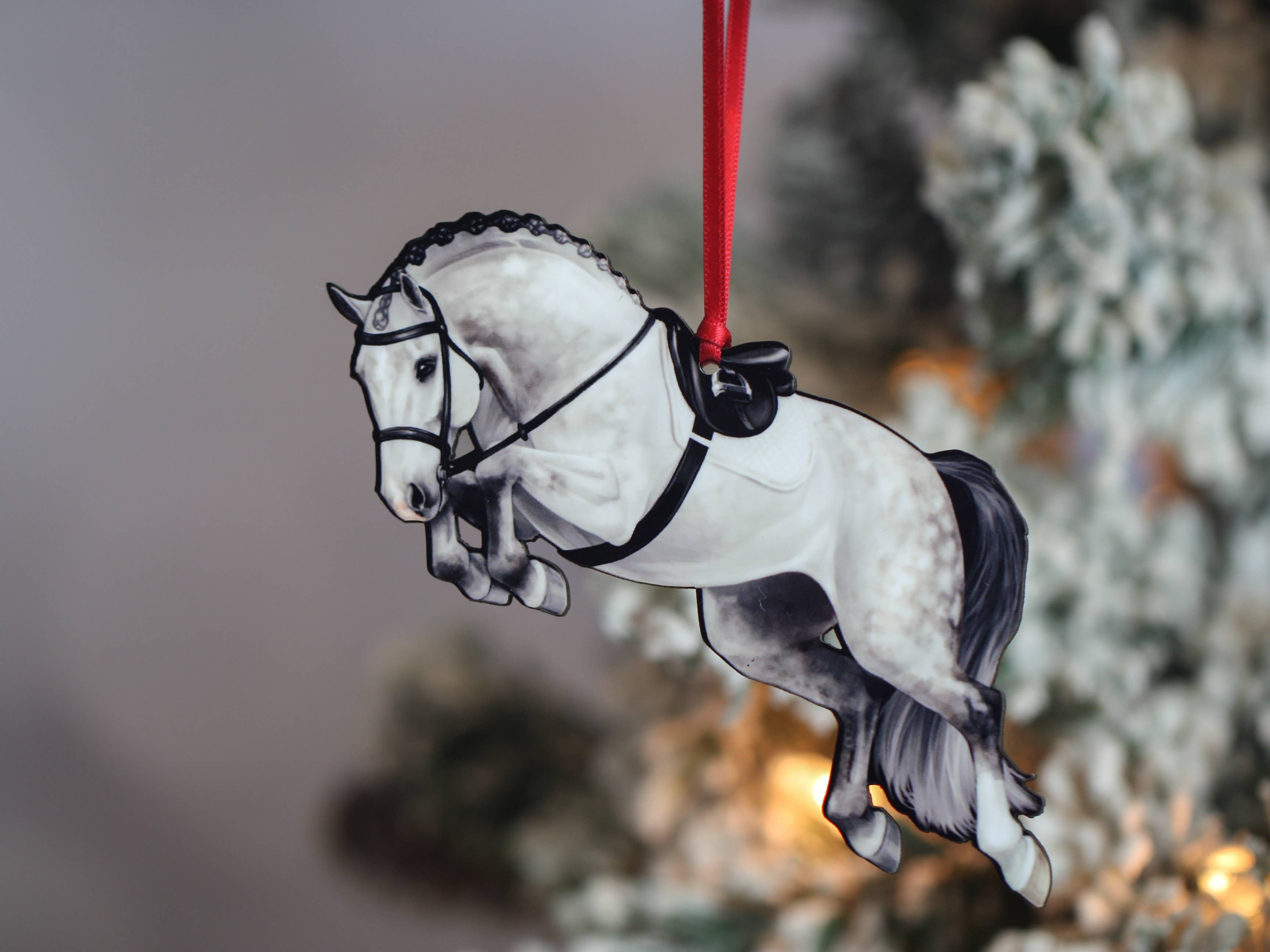 Classy Equine - Wholesale Ornament - Jumping Horse Ornament - Gray Hunter Equestrian Décor2