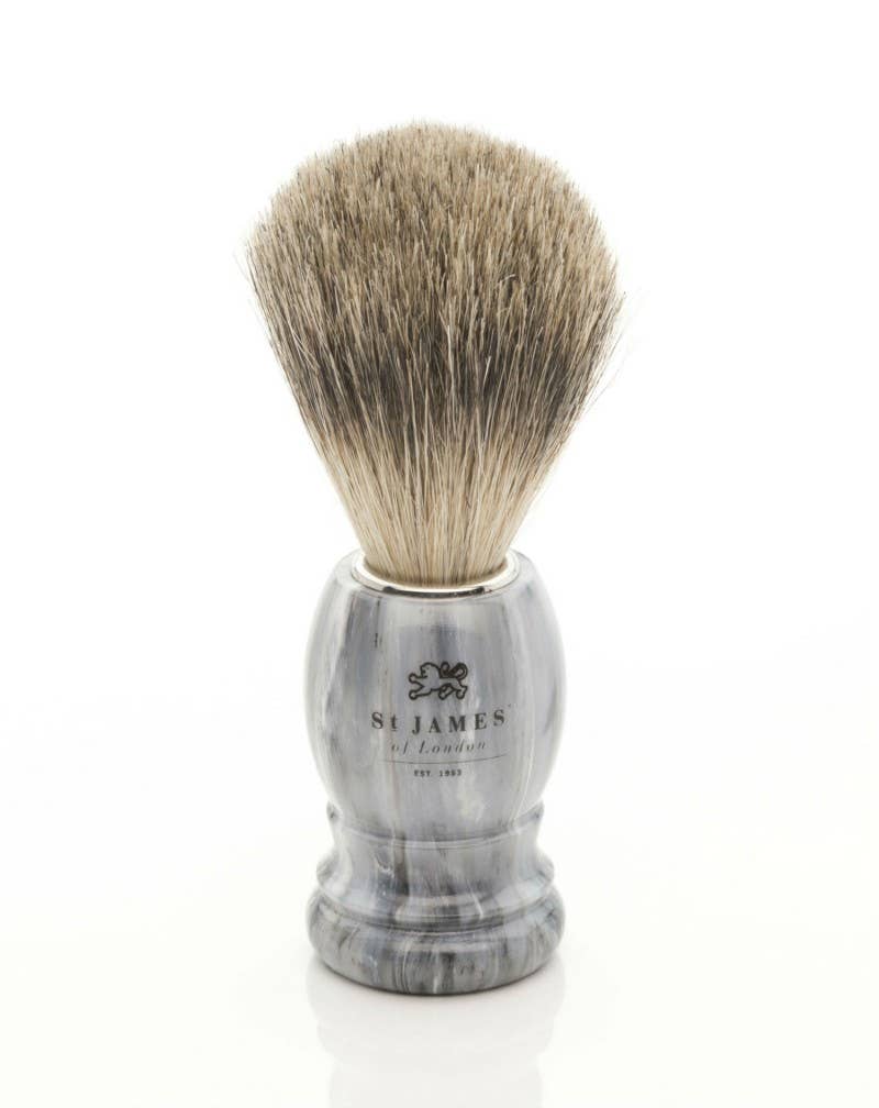 St James of London - Wholesale Shave Brush - Men's - St James Super Badger Castlerock (Grey Marble)0