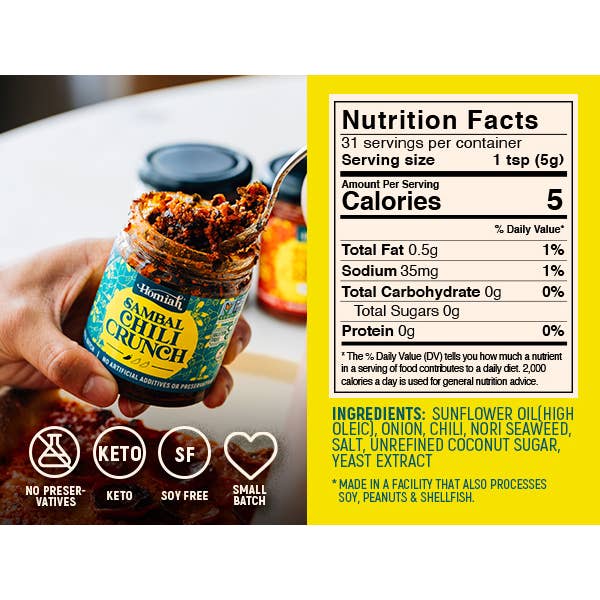 Homiah - Wholesale Chili Paste - Sambal Chili Crunch - Vegan, 6 oz4