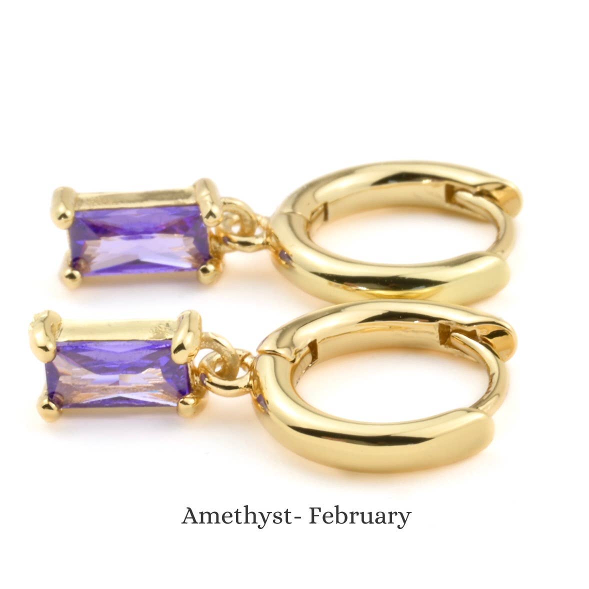 Blueyejewelry - Wholesale Huggie Earrings - Baguette Birthstone Hoops - Rectangle Stone Hoop Earrings1