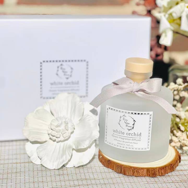 Pretty Valley Home - Wholesale Reed Diffuser - New (2025) Diffuser Sets Marigold Ceramic Flower - Orchid3