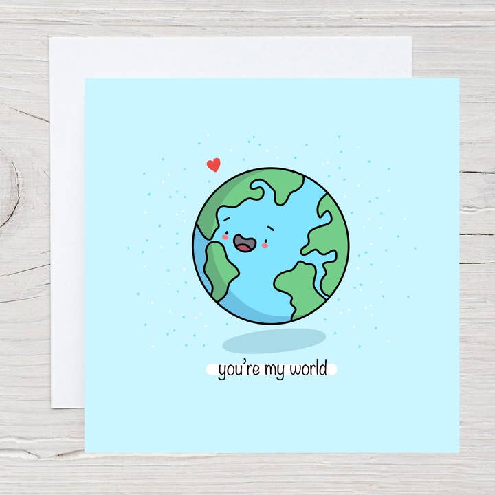 BananaRoseArt – Cartão de amor por atacado – Você é meu mundo Kawaii cartão de trocadilho romântico