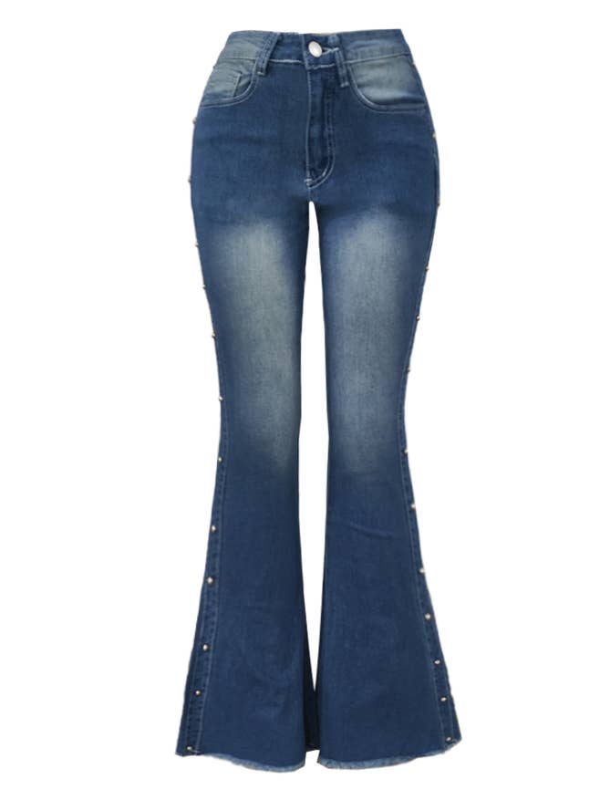 Rosa Clothing - Wholesale Jeans - Women's - High Waisted Stretch Drag Flare Jeans0