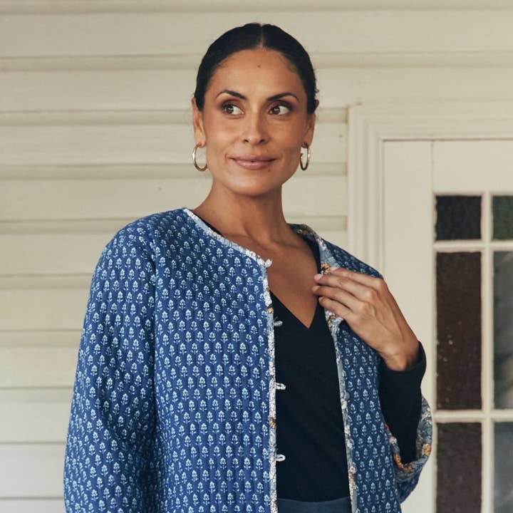 Zuri Reversible Jacket - Cornflower & Lazuli for wholesale by MahaShe