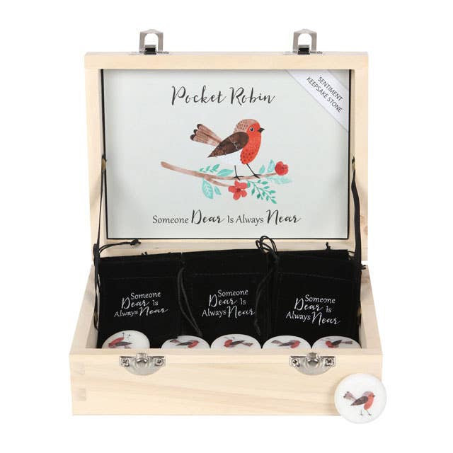 Something Different Wholesale - Wholesale Keepsake Coin/Token - Box of 24 Pocket Robin Sentiment Stones0