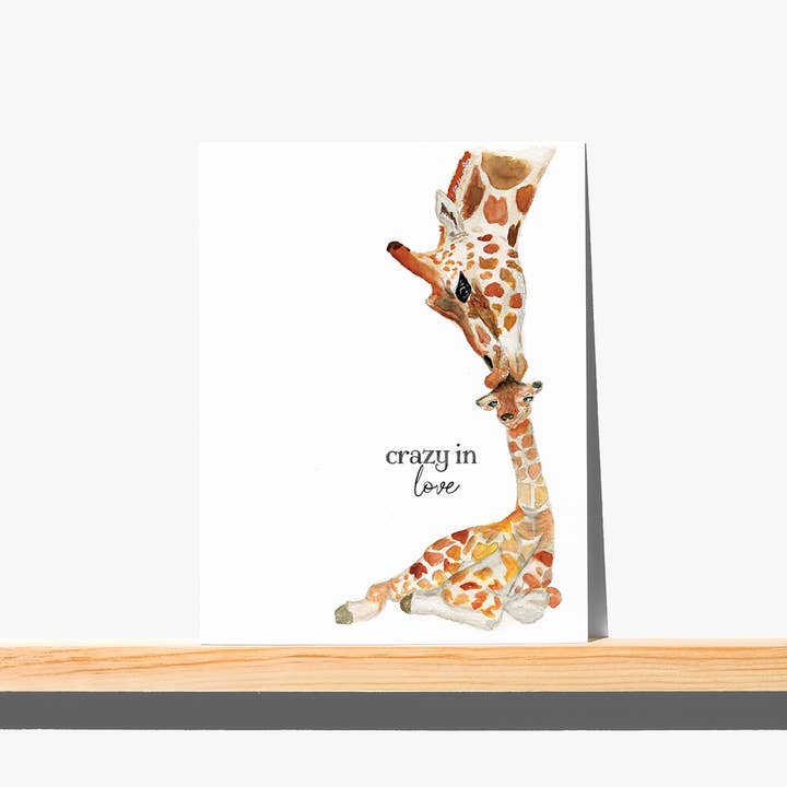 emmy+olly – wholesale Baby card – Greeting Card - Crazy in Love Giraffe Baby Shower2
