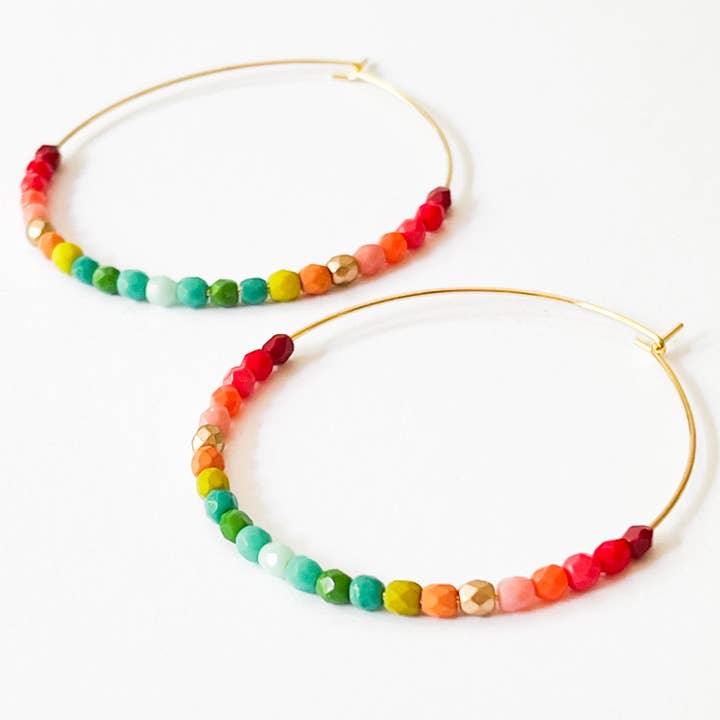 Nest Pretty Things - Wholesale Hoop Earrings - Large 14K Gold Filled Ombre Beaded Hoops1