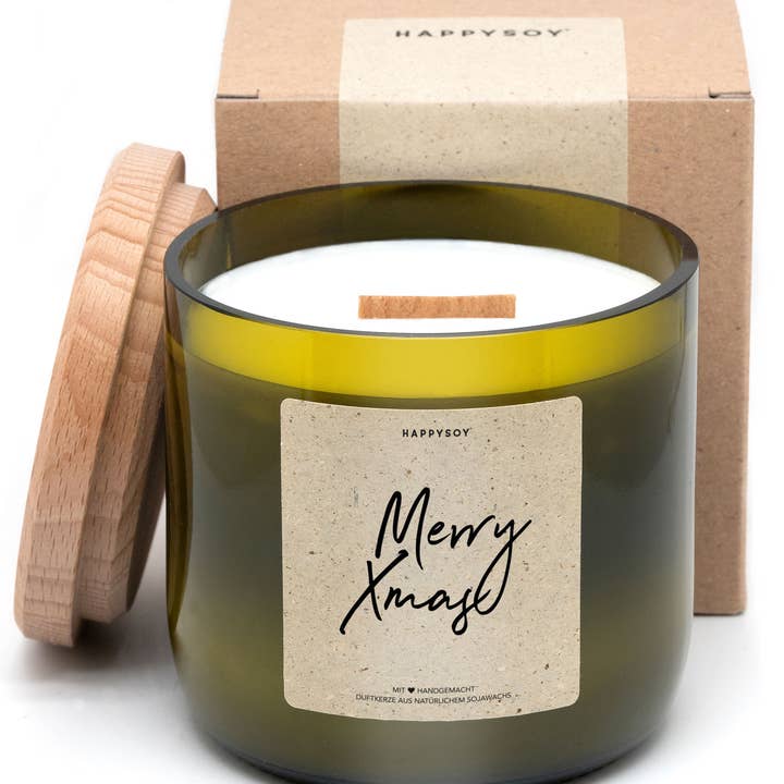 Scented candle | Merry Xmas! | From wine bottle for wholesale by Happysoy
