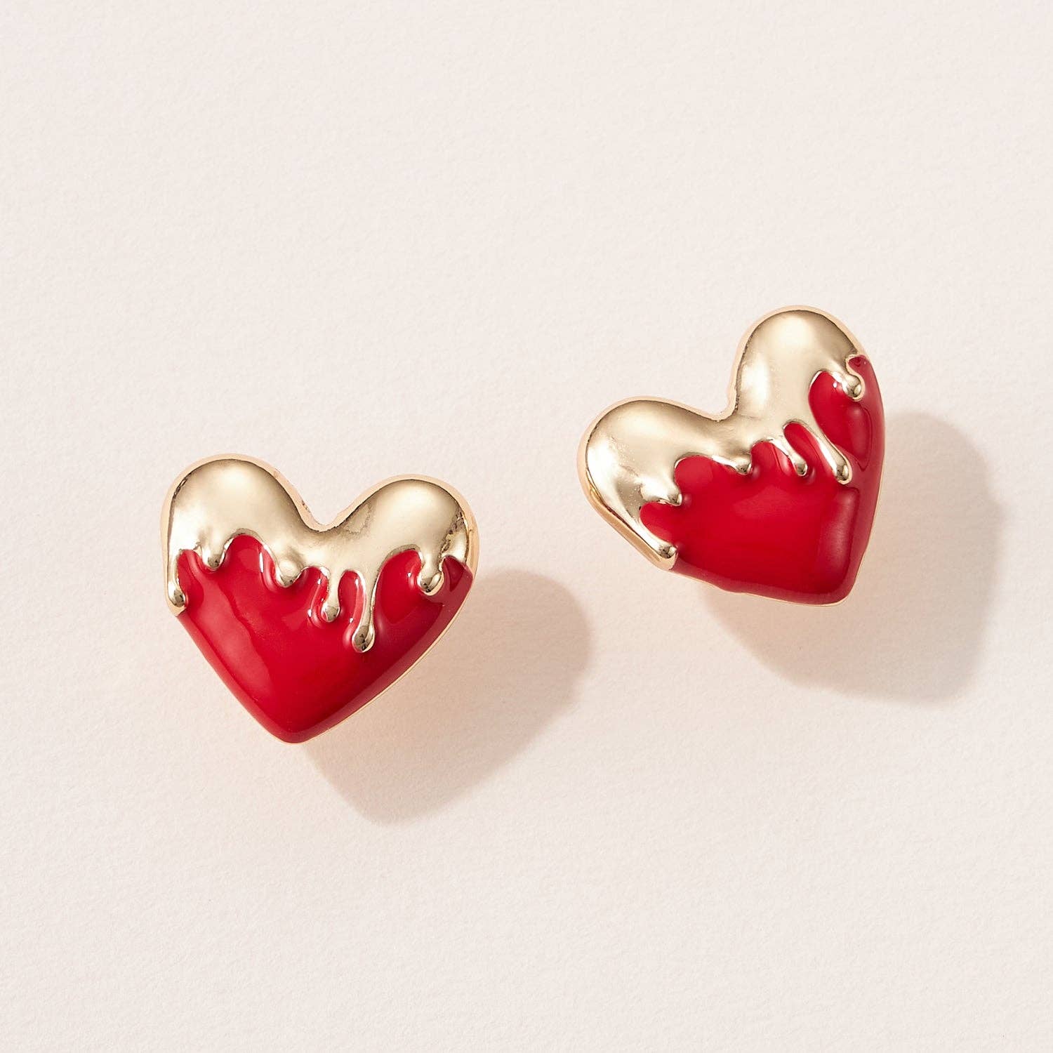 Frem – wholesale Stud/post earrings – Gold Drip Heart Stud Earrings – Bold Colors3