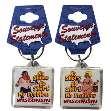 Jenkins Enterprises - Wholesale Keychain - Unisex - Wisconsin Keychain Lucite No Shoes, No Shirt0