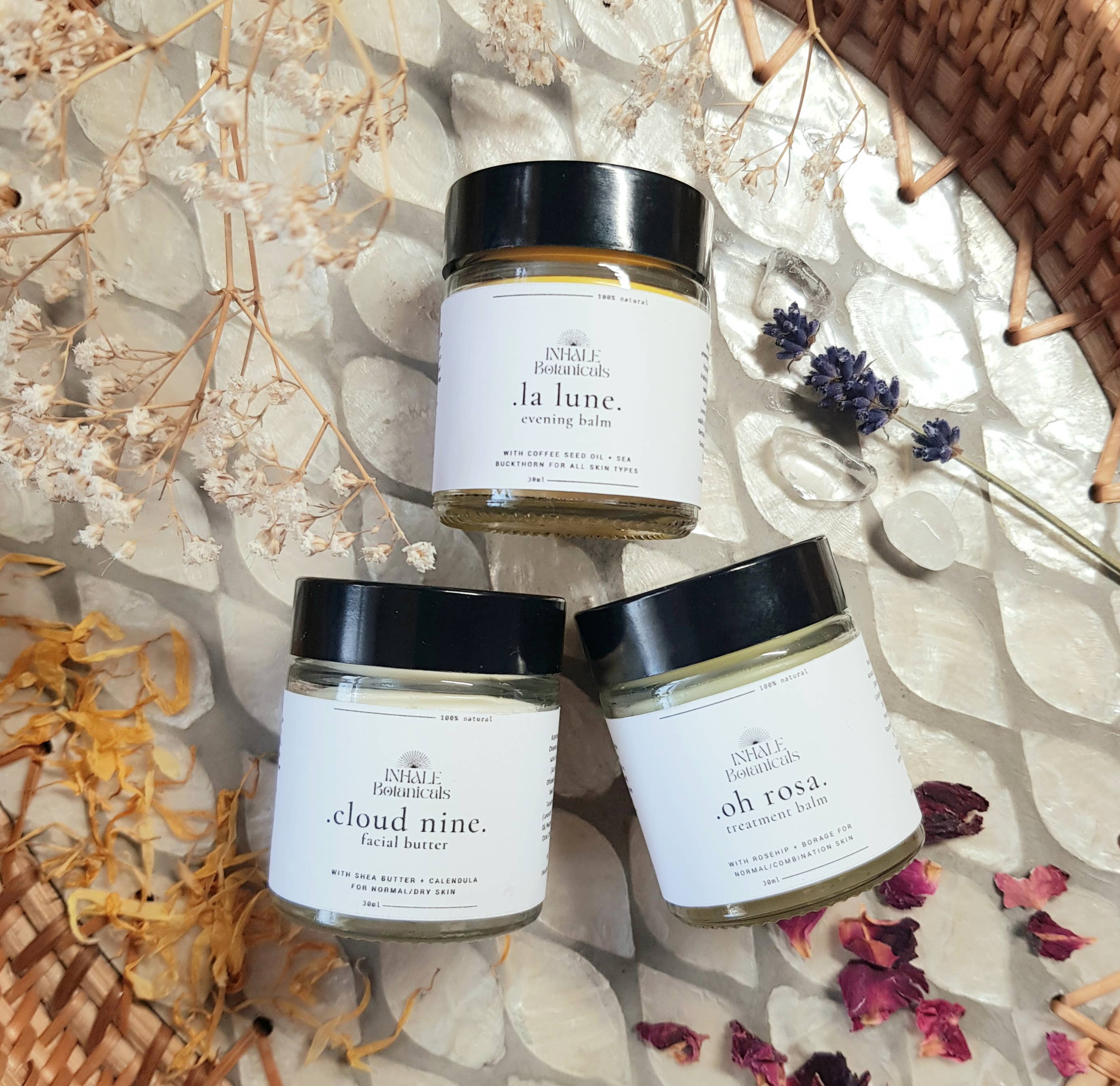 Inhale Botanicals – wholesale Night cream – Cloud Nine Facial Butter for dry skin, 30ml glass jar1