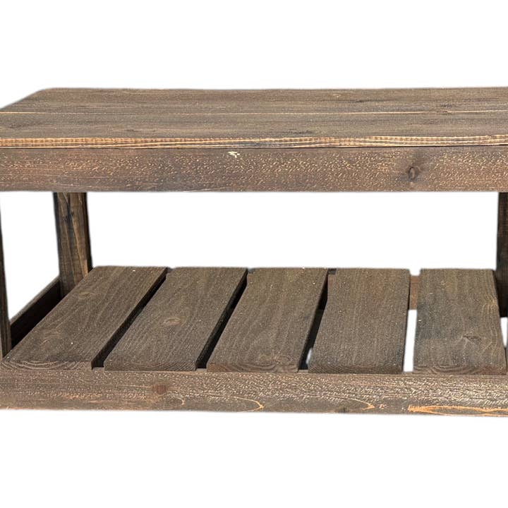 Intrinsic Haven - Wholesale Coffee table - Handcrafted Rustic Coffee Table with Floor Shelf – Solid Wood, Dark Walnut Finish2