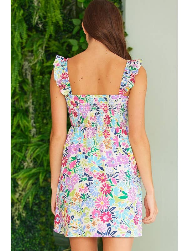 FSL Apparel - Wholesale Dress - Women's - SD4408 - FLORAL PRINT COTTON POPLIN DRESS