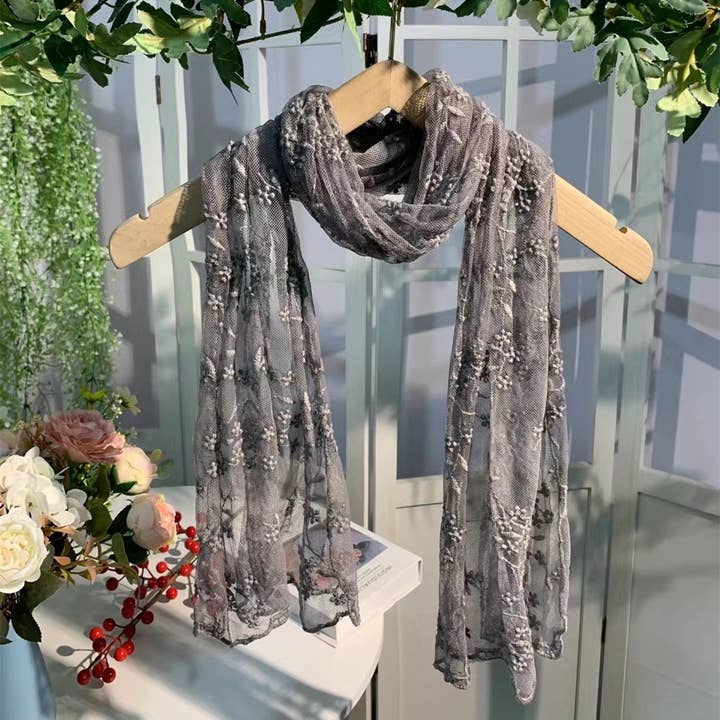 Funkyrel® Atzbranding Limited - Wholesale Scarf - Women's - Scravii - Embroidered Lace Small Shawl Scarf