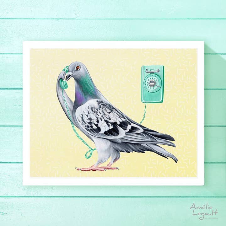 Sardines Studio - Wholesale Art Print - Pigeon on the phone Poster