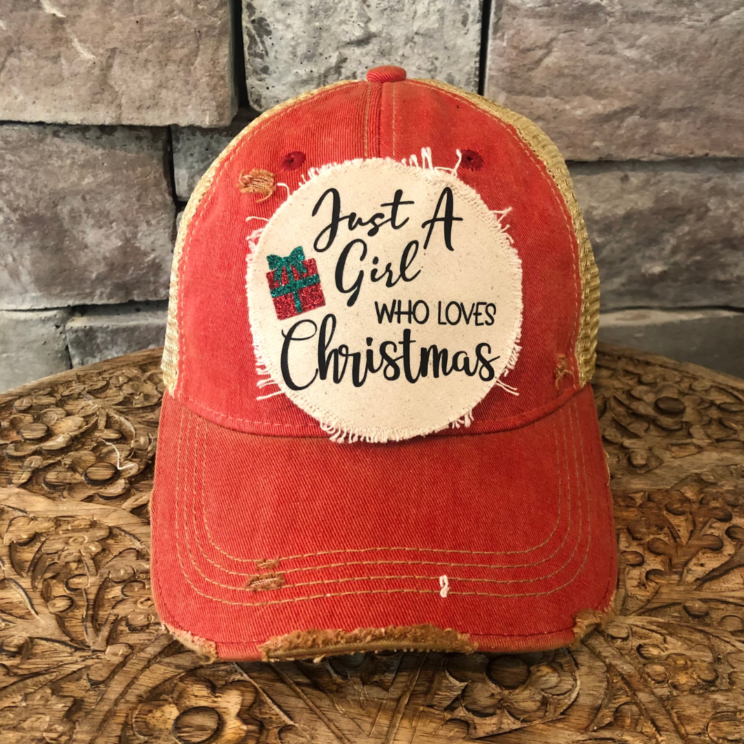 BohoGroove - Wholesale Trucker Hat - Women's - Just a Girl Who Loves Christmas, Christmas Hat, Holiday Hat1