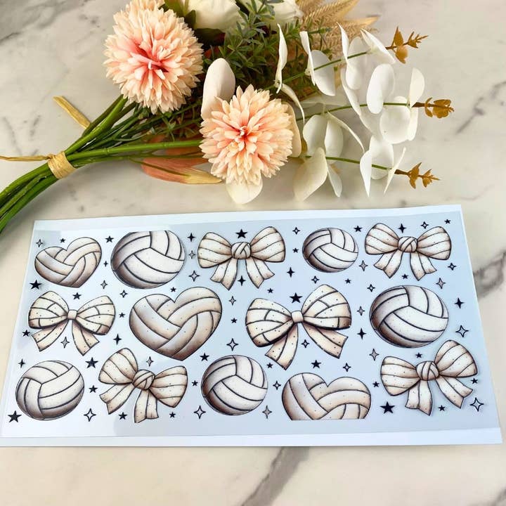 Voleibol e Laços | Envoltório UV DTF de 40 oz por atacado de HKS Custom Designs