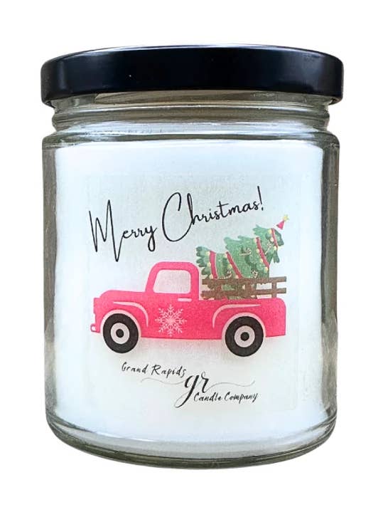 Bougie en mélange de soja Merry Christmas Old Classic Truck Tree 9 oz pour la vente par Grand Rapids Candle Company