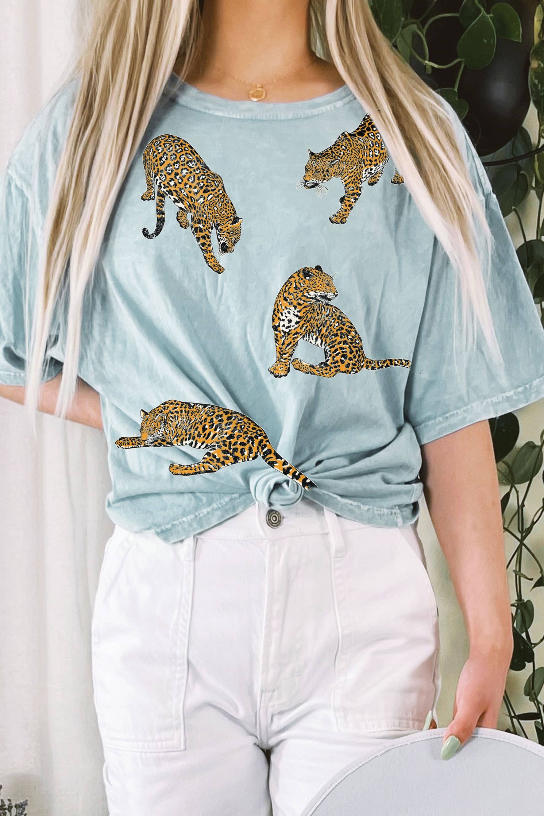 Rustee Clothing - Vente T-shirt sérigraphié – femme - HAUT COURT LONG À MOTIF MINÉRAL LÉOPARDS6