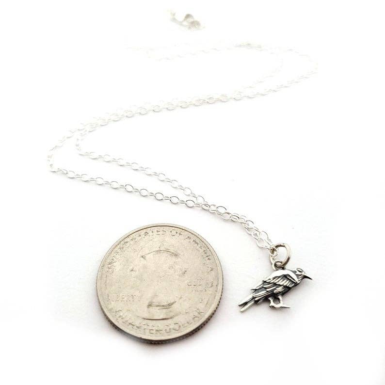 CY Design Studio - Wholesale Pendant/Charm Necklace - Tiny Raven Charm Sterling Silver Necklace1