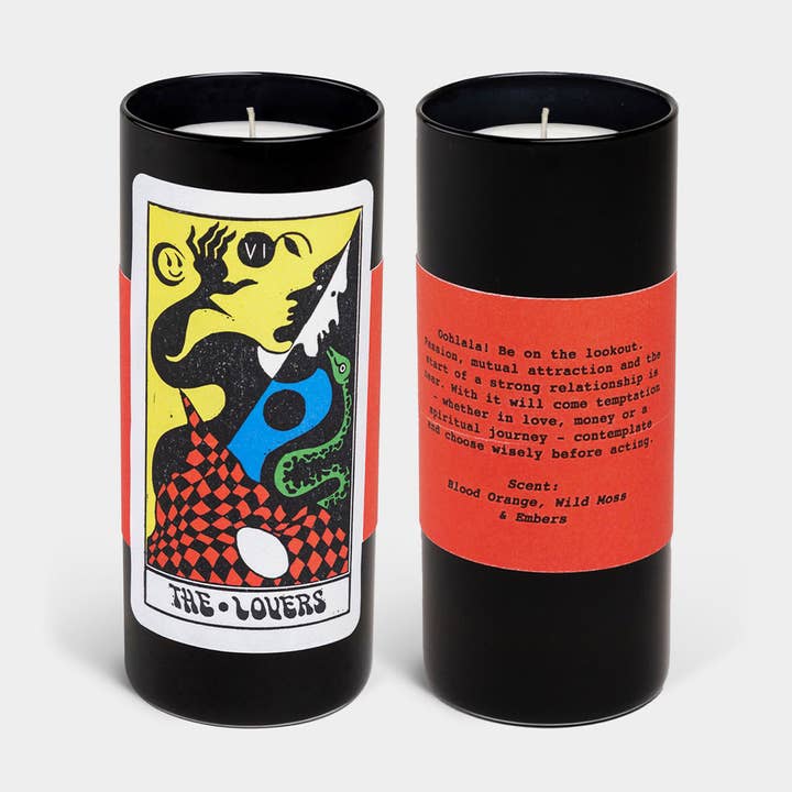 Tarot Lovers Candle - 6" Tall & 60 Hr Burn, Orange & Moss for wholesale by 54 Celsius