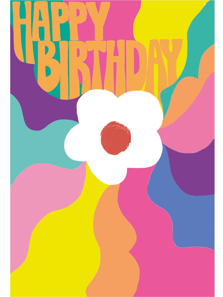 JOYEUX ANNIVERSAIRE FLEUR ONDULÉE PUISSANCE pour la vente par Paper Salad