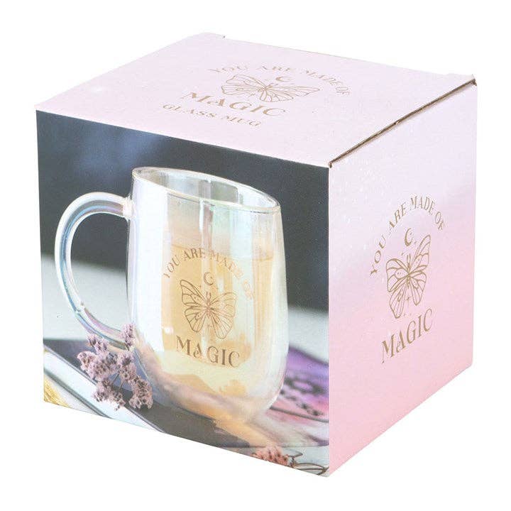Something Different Wholesale - Venta al por mayor Taza - Taza de Vidrio de Doble Pared Iridiscente Eres Hecho de Magia