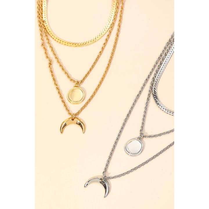 Anarchy Street - Wholesale Pendant/Charm Necklace - Layered Sun Moon Choker Necklace