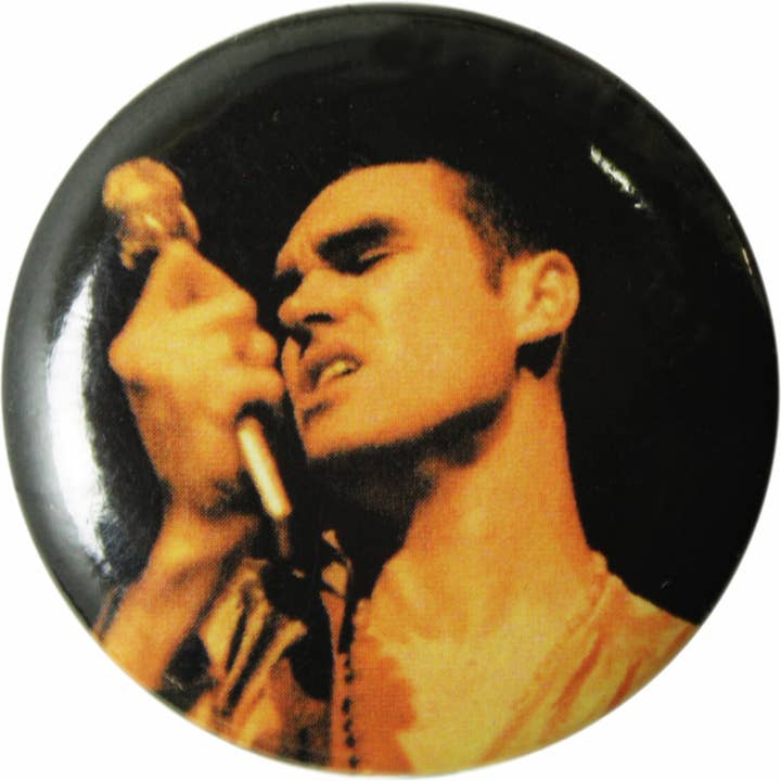 Pin-on Button - 1.25 Inch - Morrissey - Singing for wholesale by Square Deal Recordings & Supplies