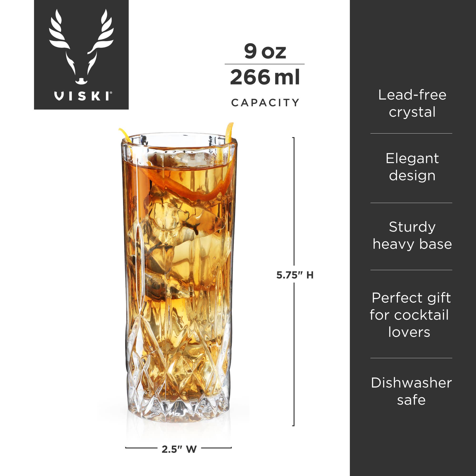 Viski - Vente Verres à cocktail/alcool - Ensemble de 4 verres highball en cristal de style vintage Admiral™6
