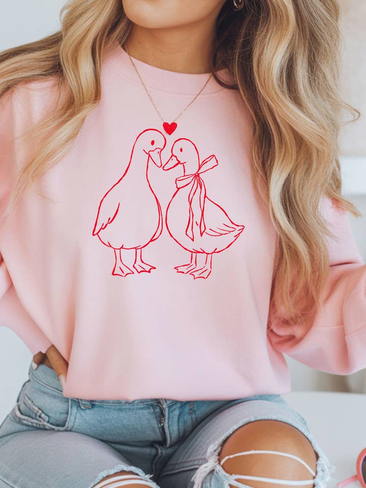 Goose Love Sweatshirt - Gildan Softstyle for wholesale by Rainwater Designs