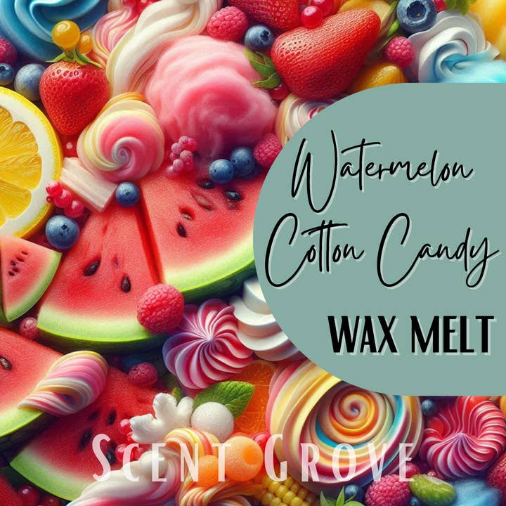 Watermelon Cotton Candy scented soy wax melt for wholesale by Scent Grove