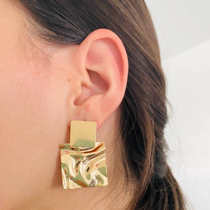 Housegoldjewelry – wholesale Hängande örhängen – Hamrade guldörhängen, hamrade örhängen