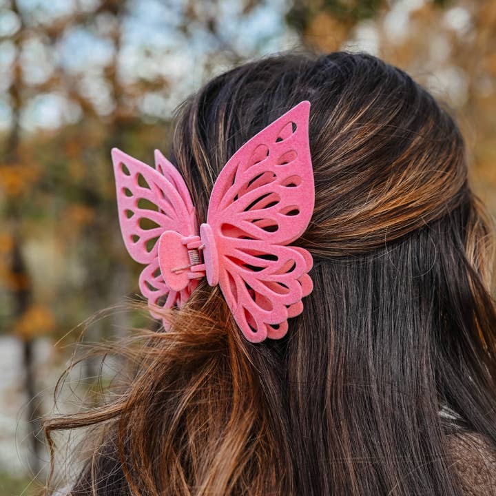 Share Studio - Venta al por mayor Horquilla para el pelo - Mujer - Pinza de pelo de terciopelo Jumbo con forma de mariposa