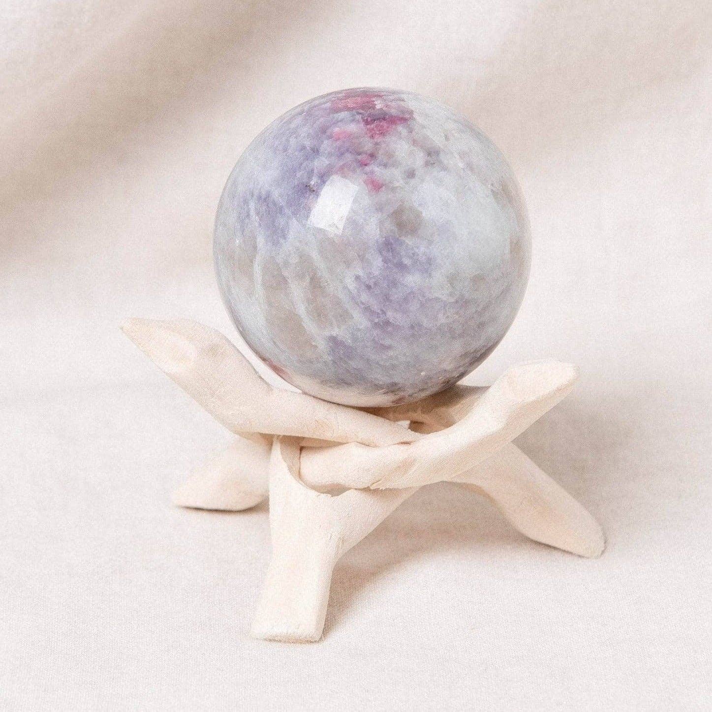Tiny Rituals - Wholesale Spiritual Stone/Crystal - Plum Tourmaline Sphere with Tripod - AAA Premium Quality3