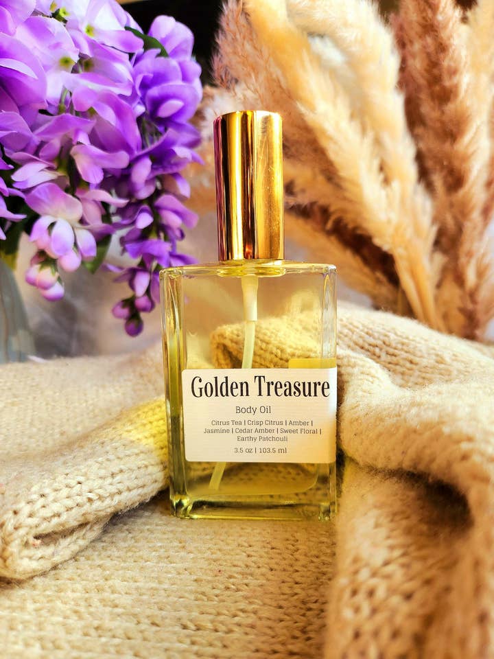3.5 oz Golden Treasure | Perfume Body Oil for wholesale by Unbridled Luxe