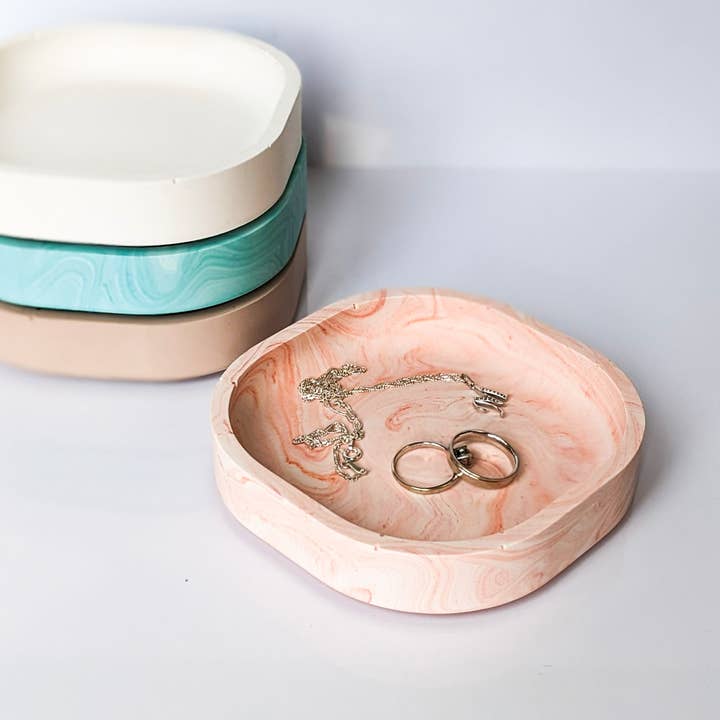 Square jewellery dish, Jesmonite trinket dish, homeware deco for wholesale by The Sage Rose Studio