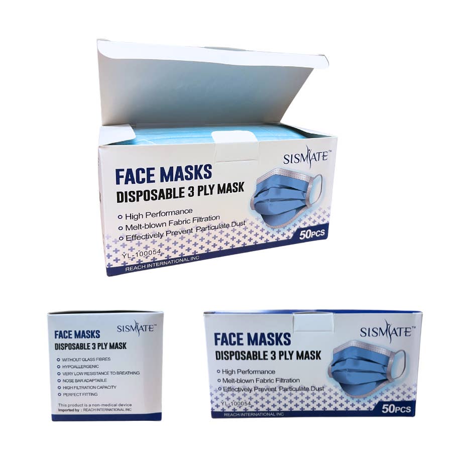 K & S WHOLESALE INC – wholesale Protective face mask/shield – Face Masks Disposable 3 PLY Mask CT