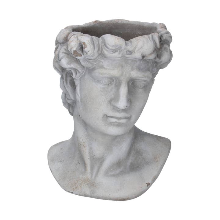 GE20722: Stone Effect David Head Pot Cover,med 9.2x6.8x7in for wholesale by Silver Tree Home & Holiday