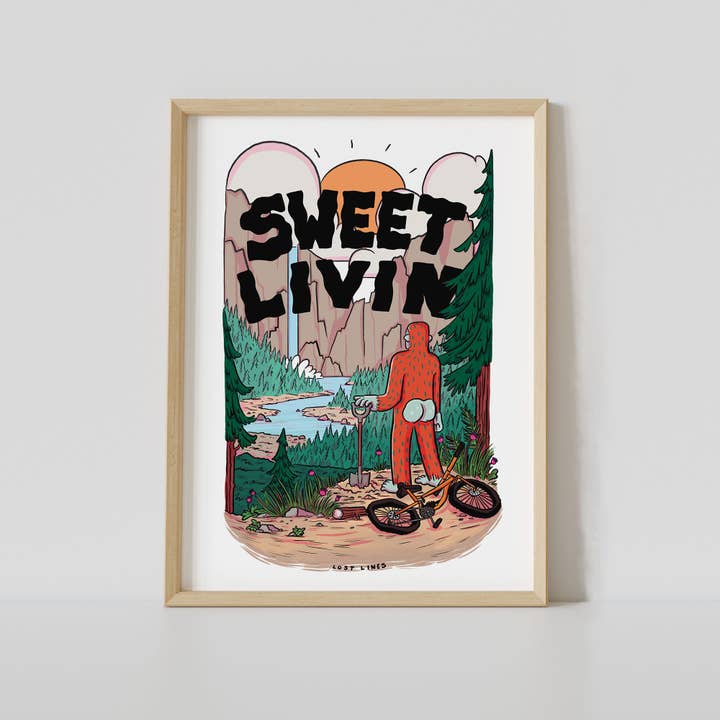 Sweet Living Print | Konsttryck | Sasquatch illustrerat tryck för wholesale av Lost Lines Studio